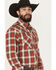 Image #2 - Wrangler Retro Men's Plaid Print Long Sleeve Snap Western Shirt, Red, hi-res