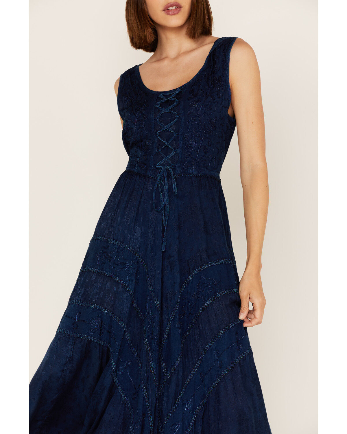 Image #4 - Scully Women's Lace-Up Jacquard Maxi Dress, Blue, hi-res