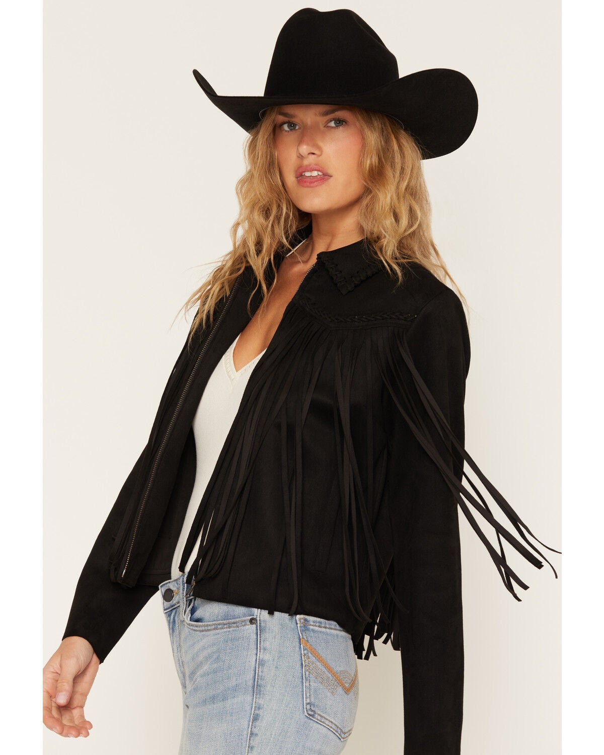 Image #2 - Idyllwind Women's Breckston Faux Suede Fringe Jacket, Black, hi-res