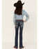 Image #1 - Shyanne Little Girls' Dark Wash Horse Embroidered Bootcut Jeans, Blue, hi-res