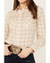 Image #3 - Wrangler Retro Women's Plaid Print Long Sleeve Pearl Snap Western Shirt , Cream, hi-res