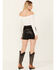 Image #3 - Blue B Women's High Rise Faux Leather Studded Shorts, Black, hi-res