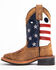 Cody James Boys' USA Flag Western Boots - Broad Square Toe, Brown, hi-res