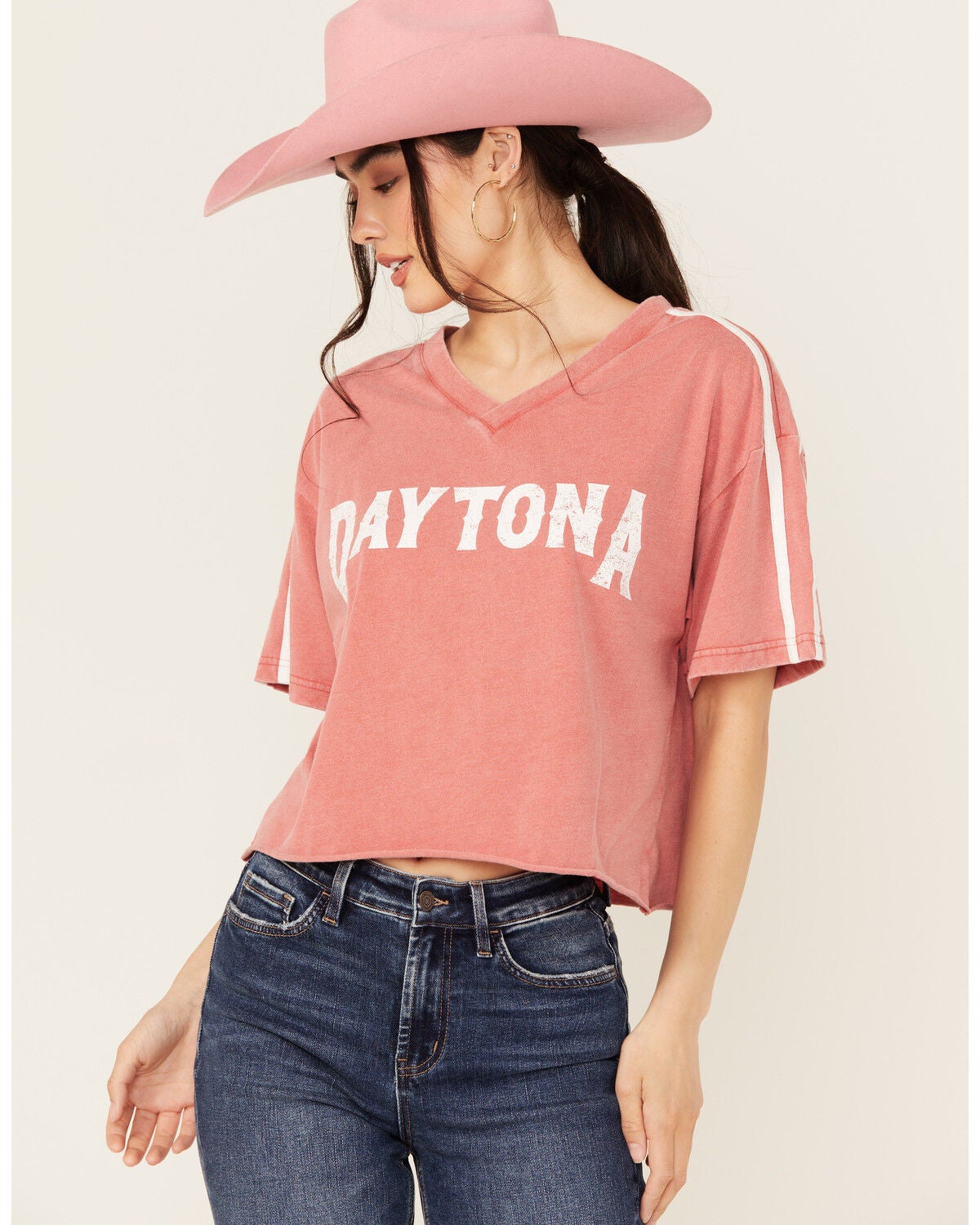 Youth in Revolt Women's Daytona Varsity Short Sleeve Graphic Tee, Red, hi-res