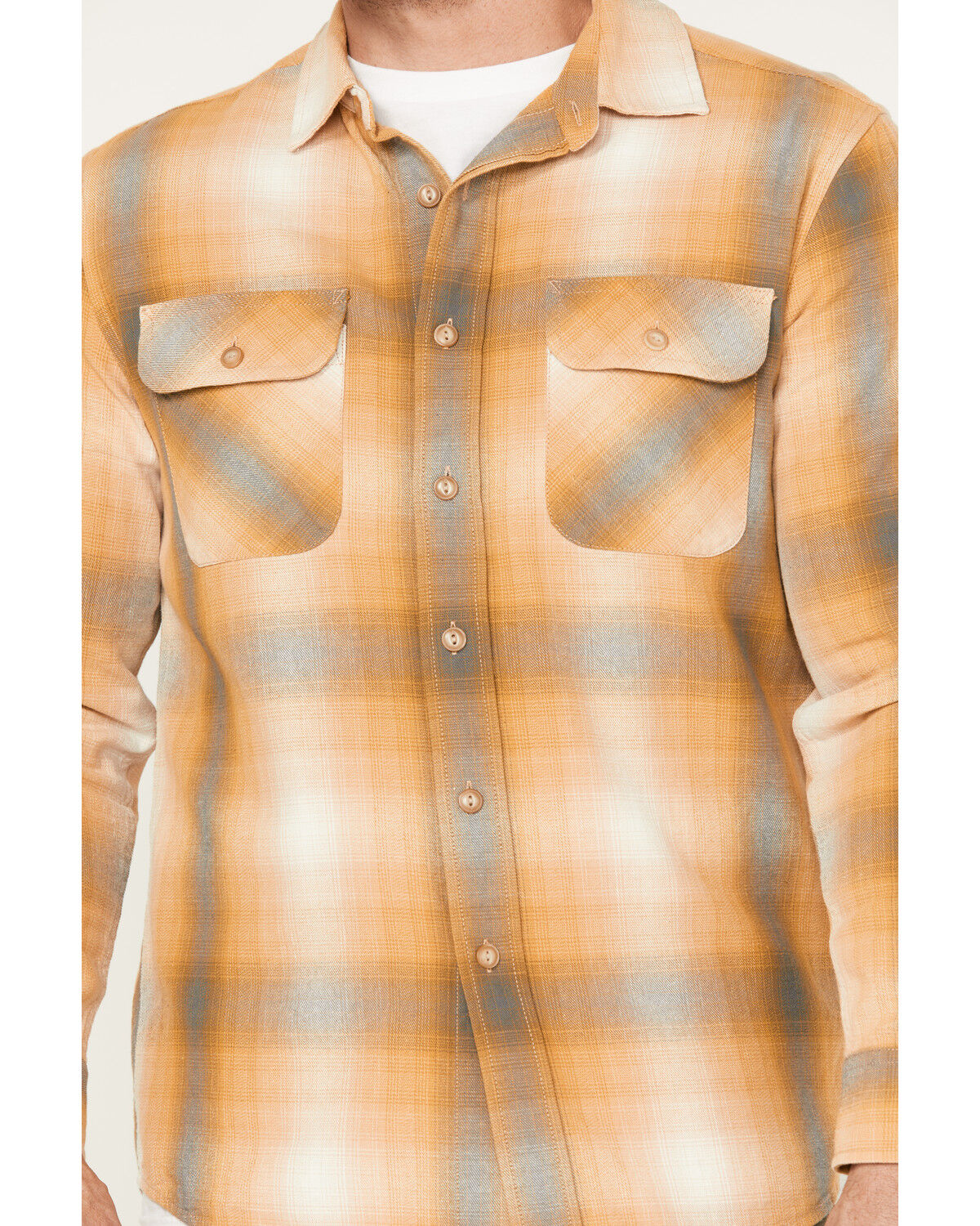 Image #3 - Pendleton Men's Beach Shack Plaid Print Long Sleeve Button Down Western Shirt, Lt Brown, hi-res
