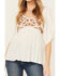 Image #3 - Shyanne Women's Embroidered Bodice Short Sleeve Crinkle Peasant Top, Cream, hi-res