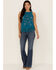 Idyllwind Women's Cameo Beaded Fringe Tank Top, Blue, hi-res