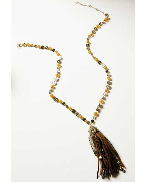 Shyanne Women's Soleil Feather Pendant Necklace, Gold, hi-res