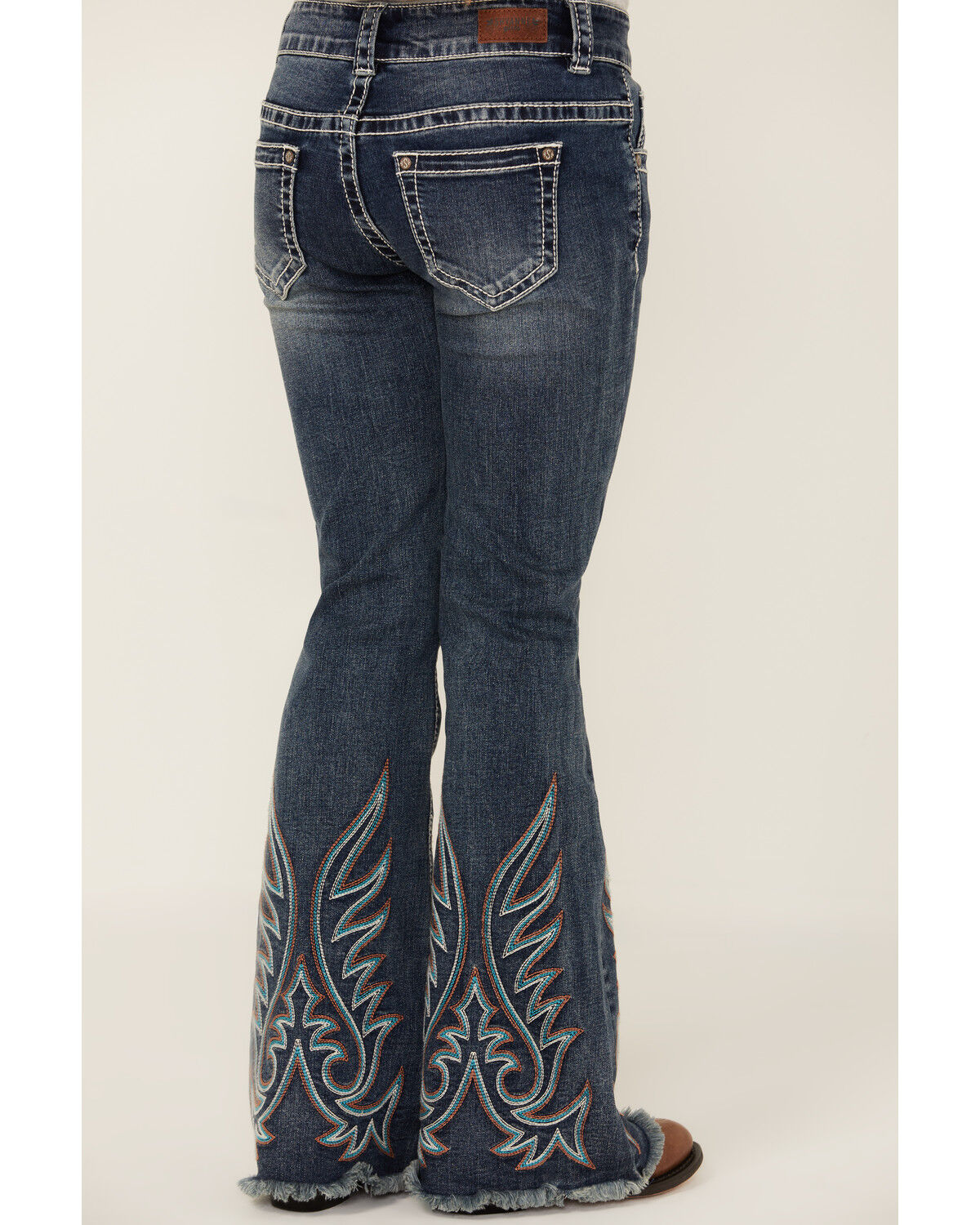 Image #3 - Shyanne Girls' Medium Wash Stitch Flare Stretch Denim Jeans, Medium Wash, hi-res