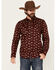 Image #1 - Moonshine Spirit Men's Nightmare Paisley Print Long Sleeve Snap Western Shirt, Burgundy, hi-res