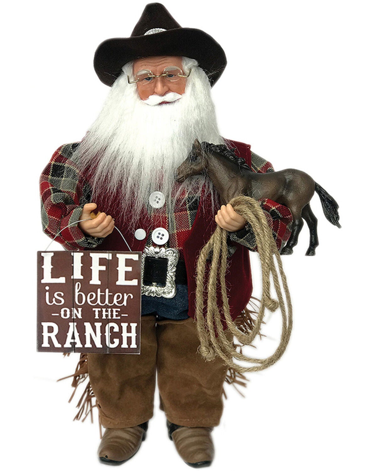 Santa's Workshop 15" Life Is Better On The Ranch Santa Figurine, Brown, hi-res