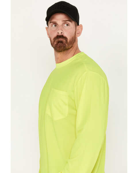 Image #3 - Hawx Men's High-Visibility Long Sleeve Work Shirt, Yellow, hi-res