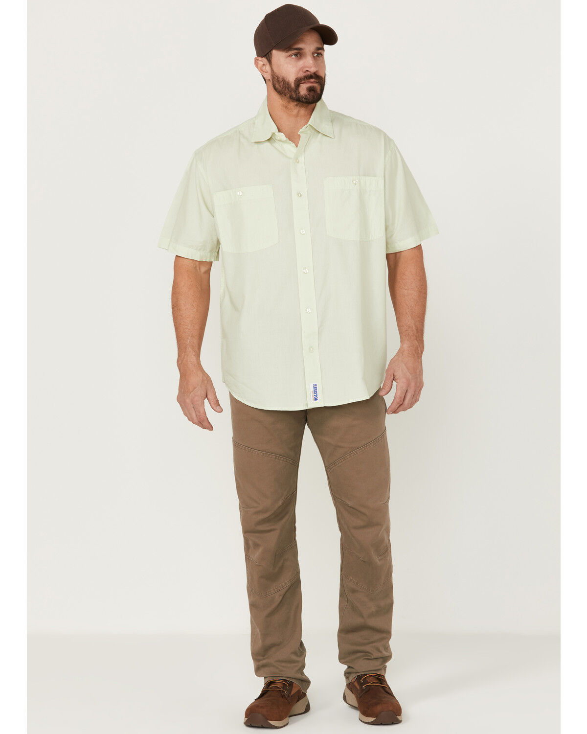 Image #2 - Resistol Men's Solid Short Sleeve Button-Down Western Shirt, Sage, hi-res