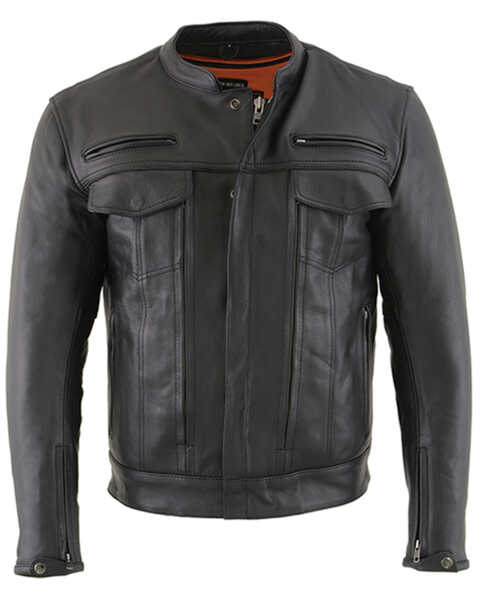 Milwaukee Leather Men's 3X Vented Scooter Zip-Front CoolTec Leather Jacket - Big , Black, hi-res