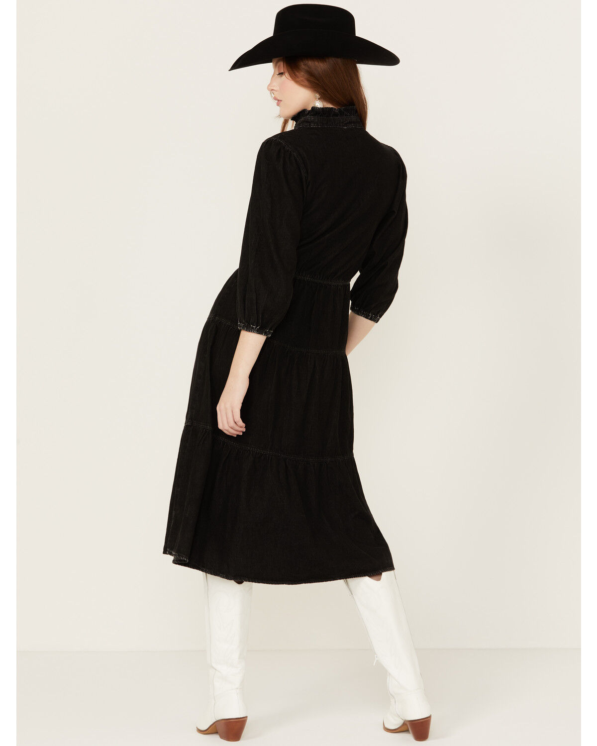 Image #4 - Driftwood Women's Long Sleeve Denim Midi Dress, Black, hi-res