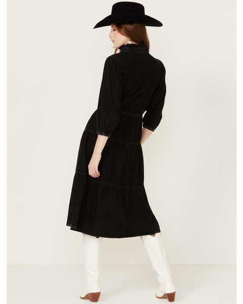Image #4 - Driftwood Women's Long Sleeve Denim Midi Dress , Black, hi-res