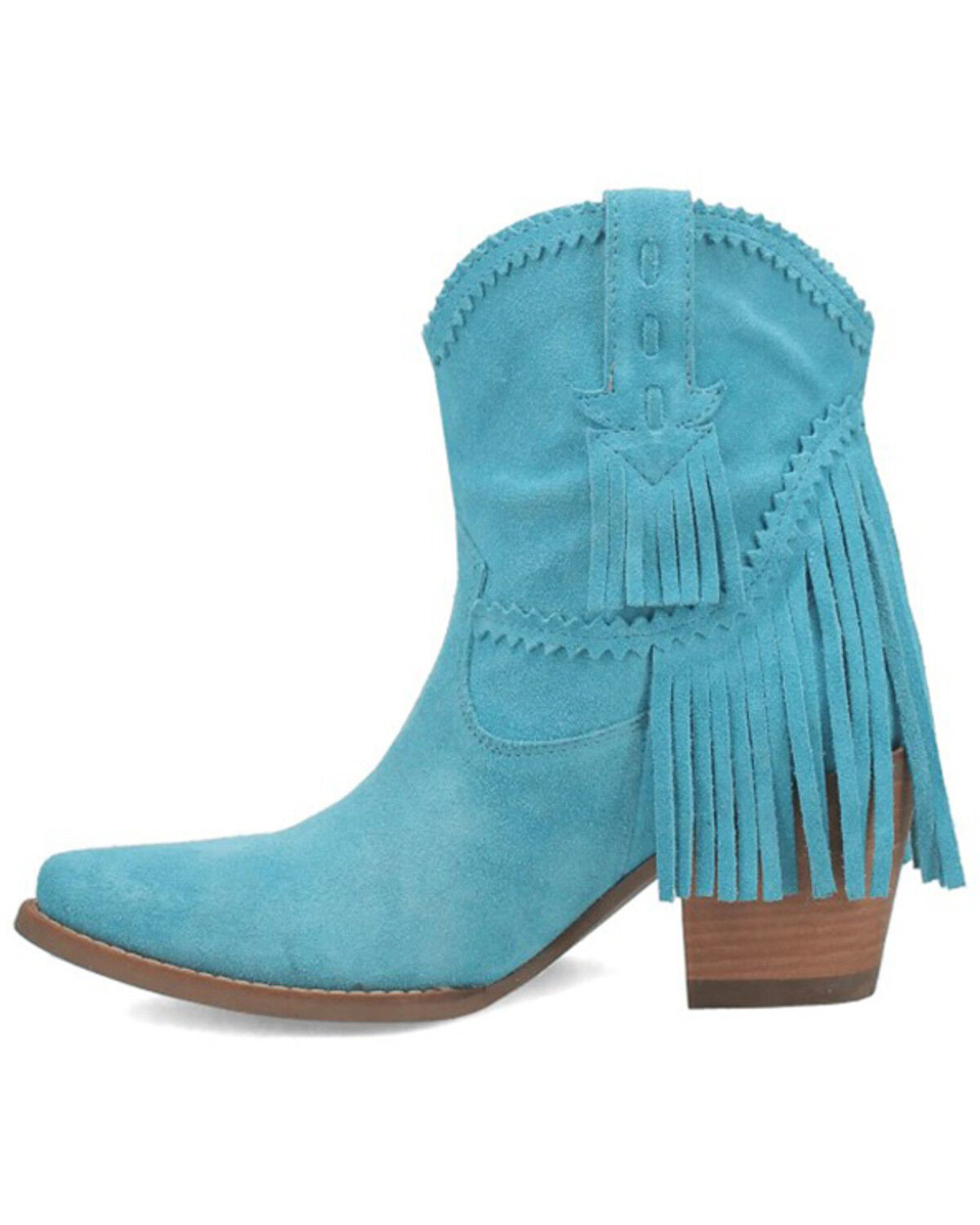 Image #3 - Dingo Women's Fandango Fringe Suede Western Booties - Snip Toe, Blue, hi-res