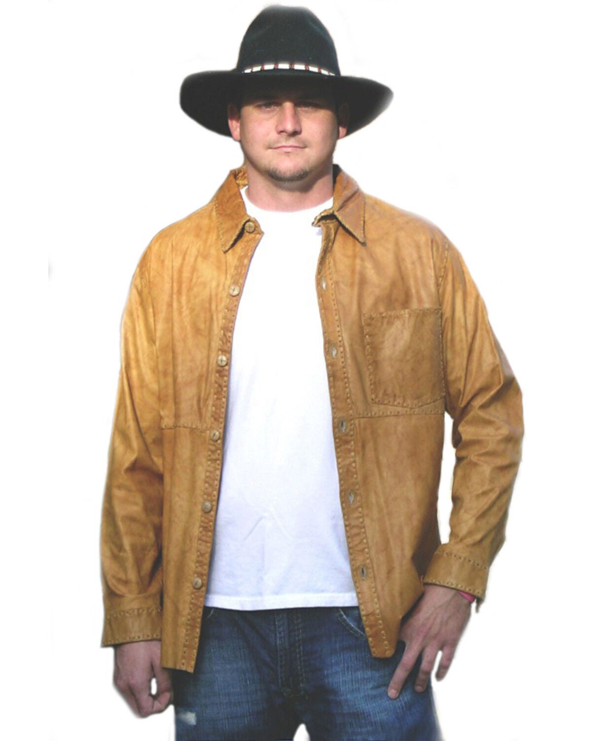 Kobler Leather Men's Alabama Overshirt, Beige, hi-res