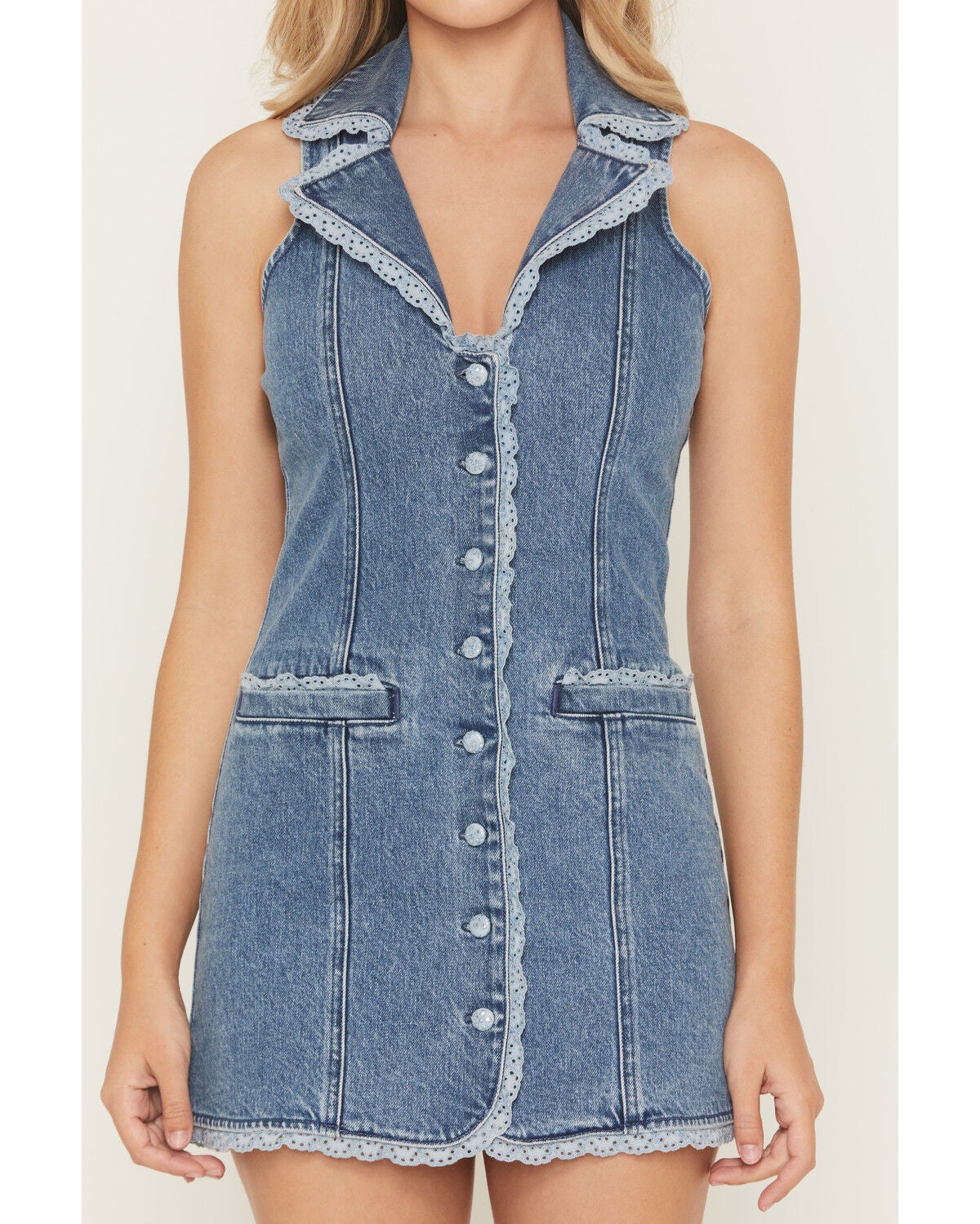 Image #3 - Show Me Your Mumu Women's Maddox Sleeveless Denim Mini Dress, Medium Wash, hi-res