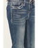Image #4 - Grace in LA Girls' Dark Wash Floral Horseshoe Pocket Bootcut Stretch Denim Jeans, Dark Wash, hi-res