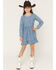 Image #1 - Wrangler Girls' Horseshoe Print Denim Dress, Blue, hi-res