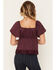 Image #4 - Wild Moss Women's Short Sleeve Lace Trim Top, Purple, hi-res