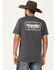 Image #1 - Wrangler Men's Boot Barn Exclusive Logo Short Sleeve Graphic T-Shirt, Charcoal, hi-res