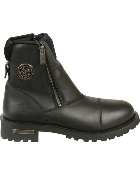 Image #2 - Milwaukee Leather Men's Super Clean Double Sided Zipper Boots - Round Toe, Black, hi-res