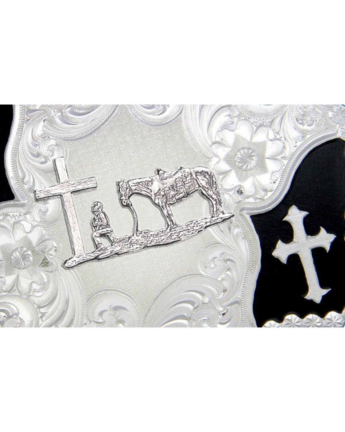 Image #2 - Montana Silversmiths Men's Cowboy & Crosses Buckle, Silver, hi-res
