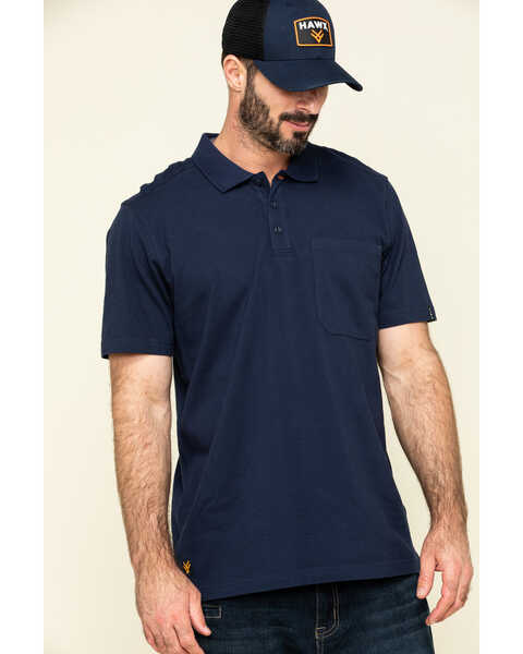 Image #1 - Hawx Men's Navy Miller Pique Short Sleeve Work Polo Shirt , Navy, hi-res