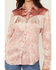 Image #3 - Scully Women's Paisley Print Fringe Long Sleeve Snap Western Shirt, Peach, hi-res