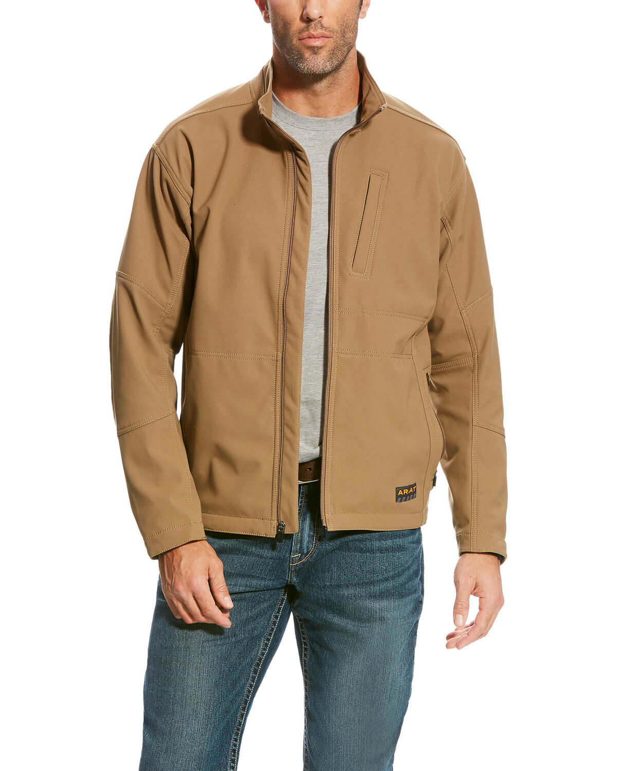 Image #1 - Ariat Men's Rebar Canvas Softshell Field Jacket, Beige/khaki, hi-res