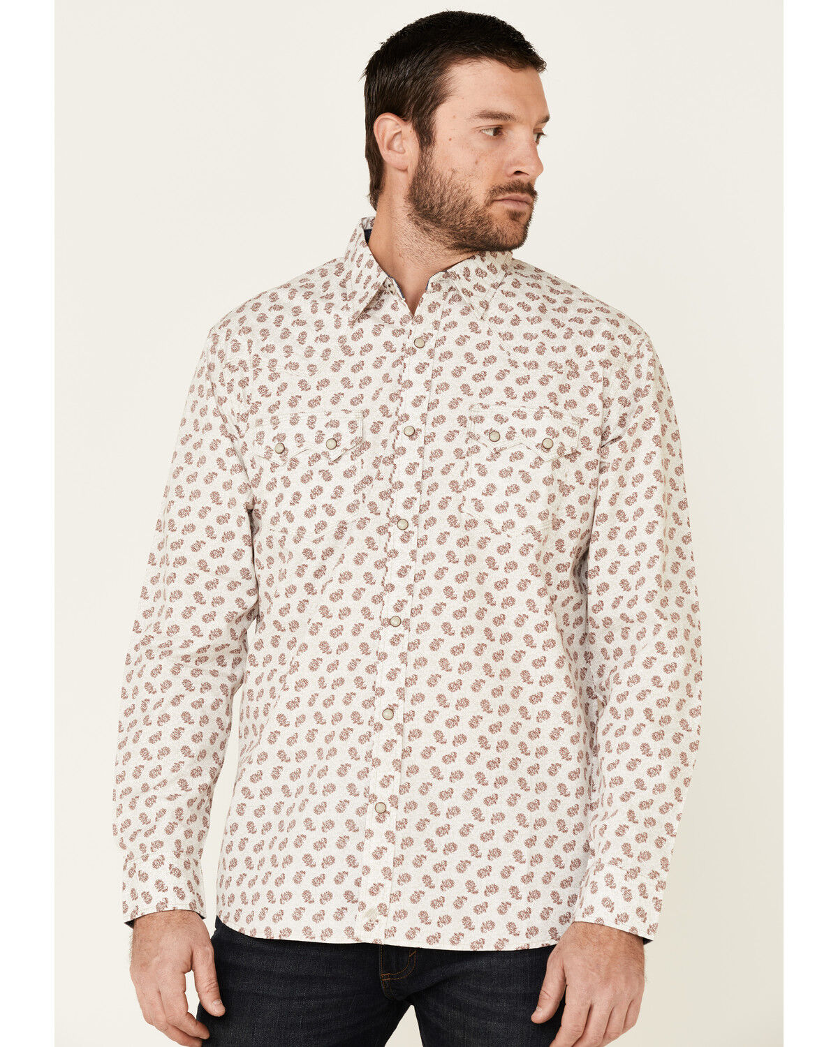 Image #1 - Moonshine Spirit Men's Tan Micro Paisley Print Long Sleeve Western Shirt, Tan, hi-res