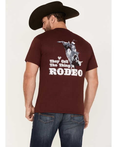 Image #4 - Cowboy Hardware Men's Call the Thing a Rodeo Short Sleeve Graphic T-Shirt, Maroon, hi-res