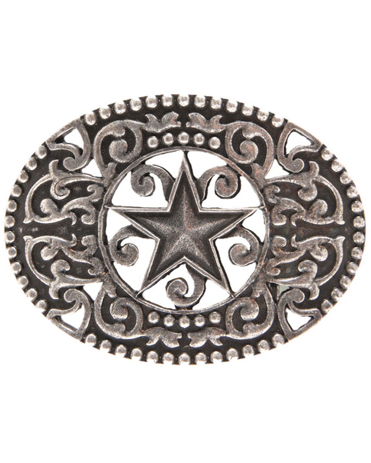 Image #1 - AndWest Men's Antique Pewter Stars & Scrolls Belt Buckle, Silver, hi-res