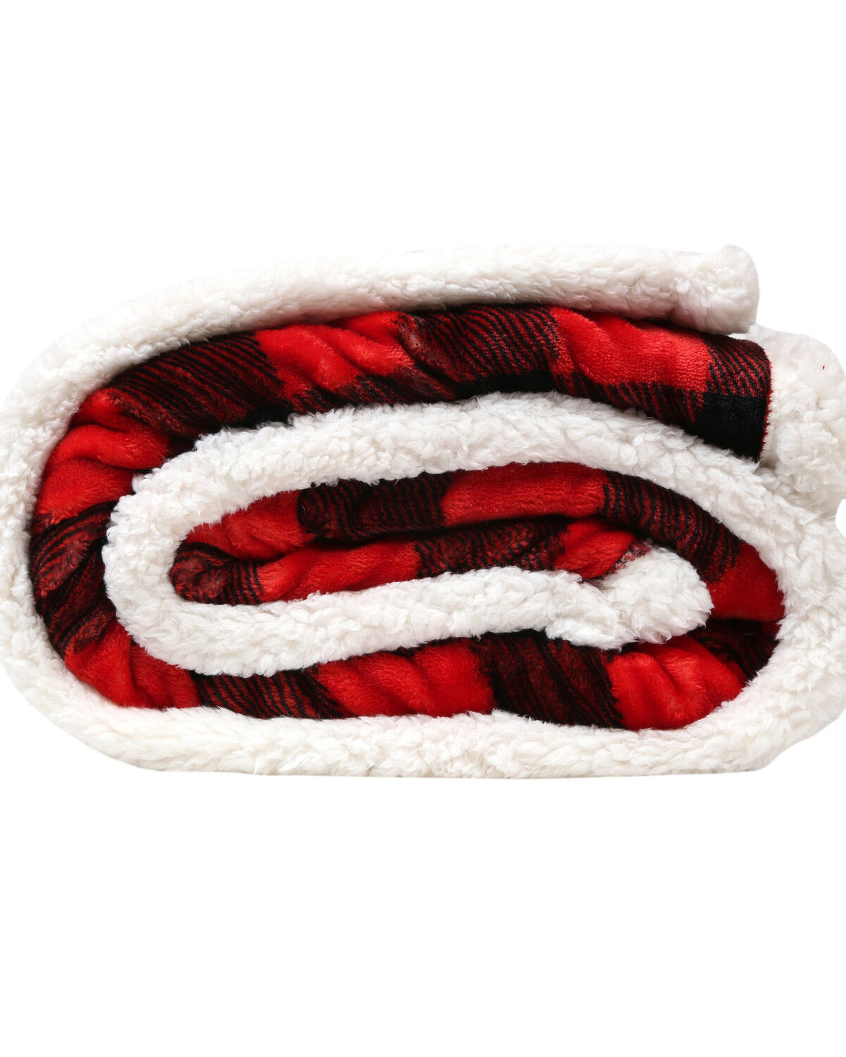 Image #4 - Carstens Home Lumberjack Plaid Sherpa Throw Blanket, Red, hi-res
