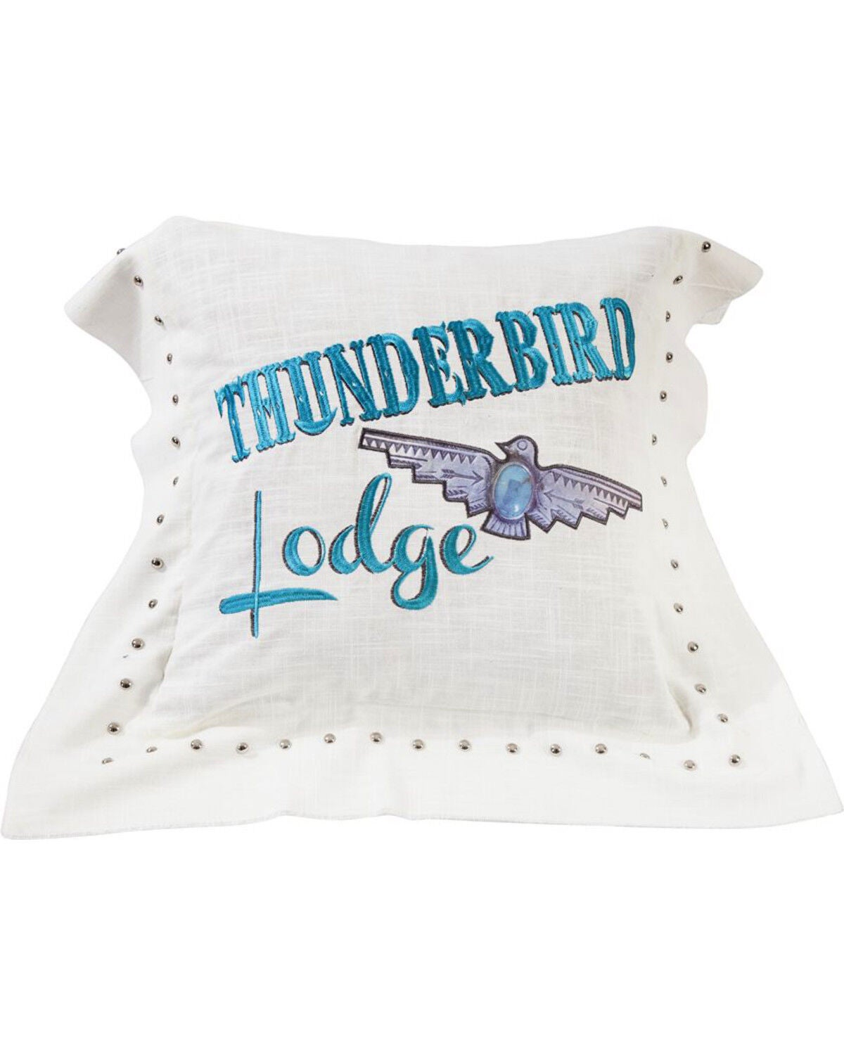 HiEnd Accents Thunderbird Linen Pillow, White, hi-res