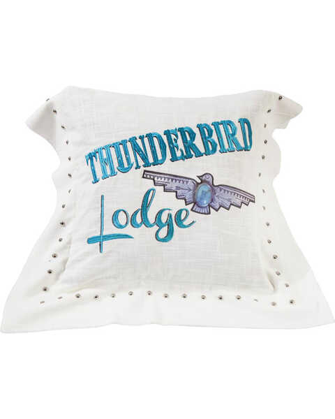 Image #1 - HiEnd Accents Thunderbird Linen Pillow , White, hi-res