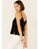 Shyanne Women's Solid Satin V-Neck Cami , Black, hi-res