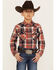 Image #1 - Roper Boys' Plaid Print Long Sleeve Snap Western Flannel Shirt, , hi-res