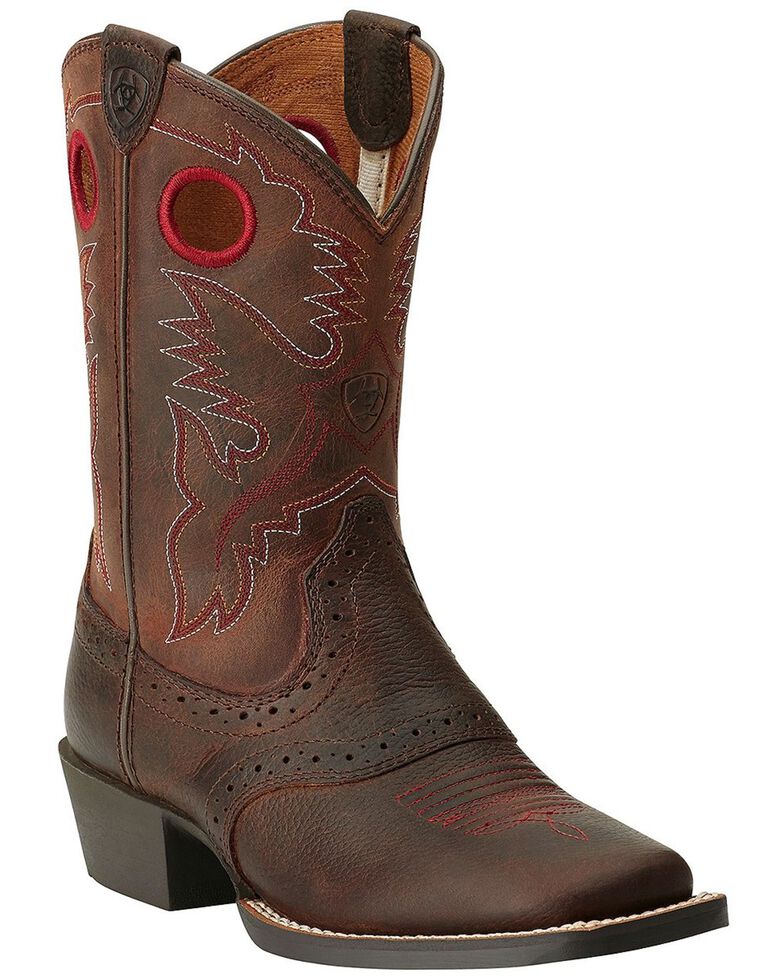 Ariat Boys' Rough Stock Cowboy Boots - Square Toe, Brown, hi-res