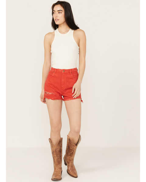 Image #1 - Rolla's Women's Layla High Rise Denim Shorts, Red, hi-res