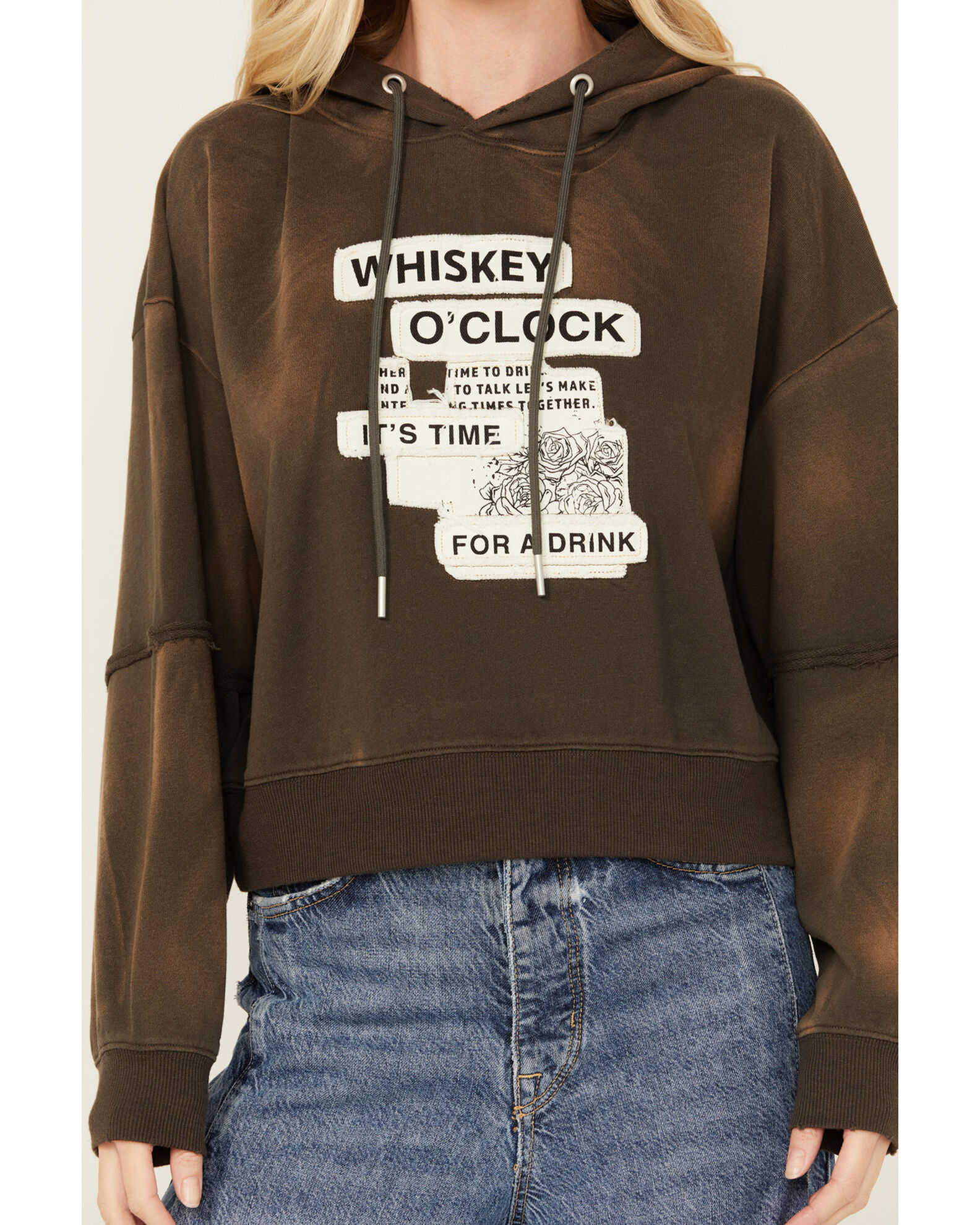 Bleached cropped hoodie top