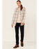 Carhartt Women's Plaid Button Down Flannel Shacket, Grey, hi-res
