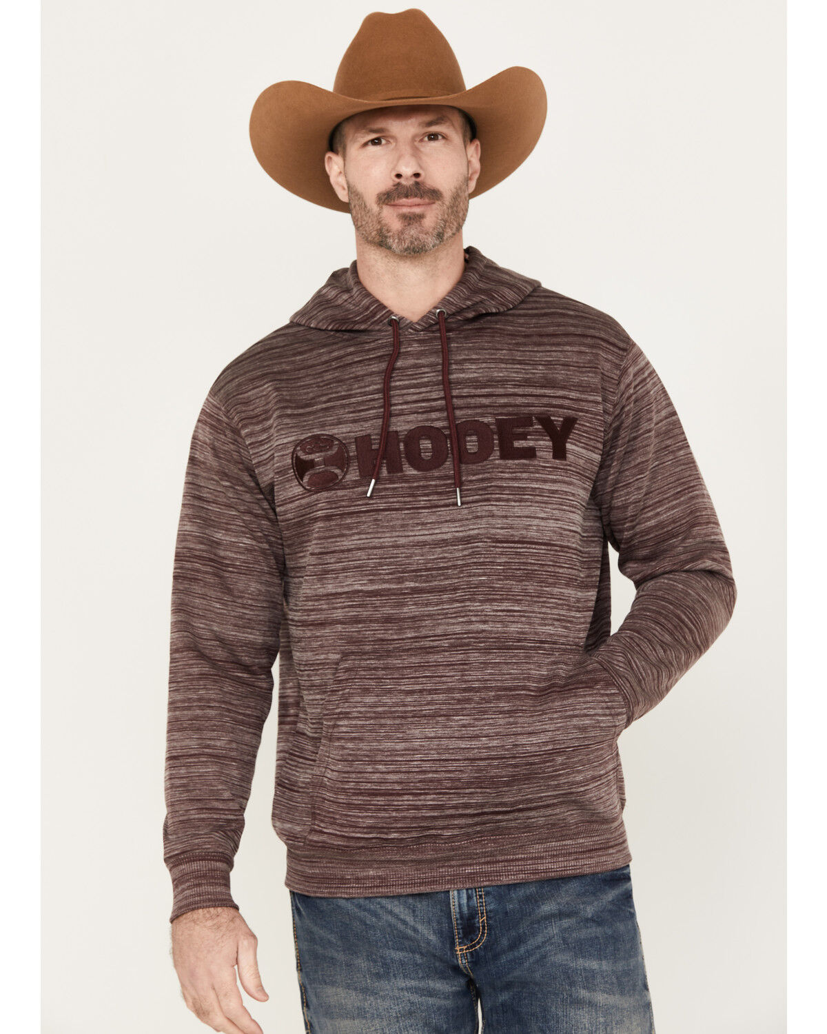 Image #1 - Hooey Men's Lock Up Logo Hooded Sweatshirt, Burgundy, hi-res