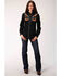 Old West Women's Black Brown Floral Embroidered Long Sleeve Western Shirt , Black, hi-res
