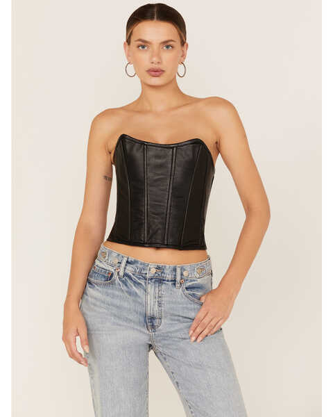 Image #1 - Understated Leather Women's Louise Leather Bustier, Black, hi-res