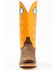 Image #4 - Justin Men's Billet Cowhide Leather Western Boots - Square Toe, Orange, hi-res