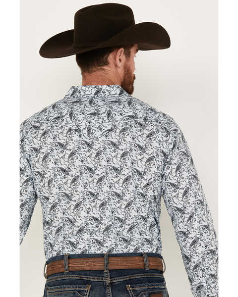 Image #4 - Cody James Men's Casa Blanca Paisley Print Long Sleeve Snap Western Shirt - Tall, Light Blue, hi-res
