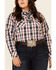 Ariat Women's R.E.A.L Dynamic Plaid Print Embroidered Long Sleeve Western Core Shirt - Plus, Navy, hi-res